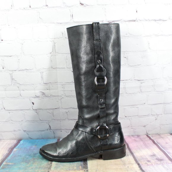 Frye Shoes - FRYE Pull-on Black Leather Motorcycle Boots 7.5 B